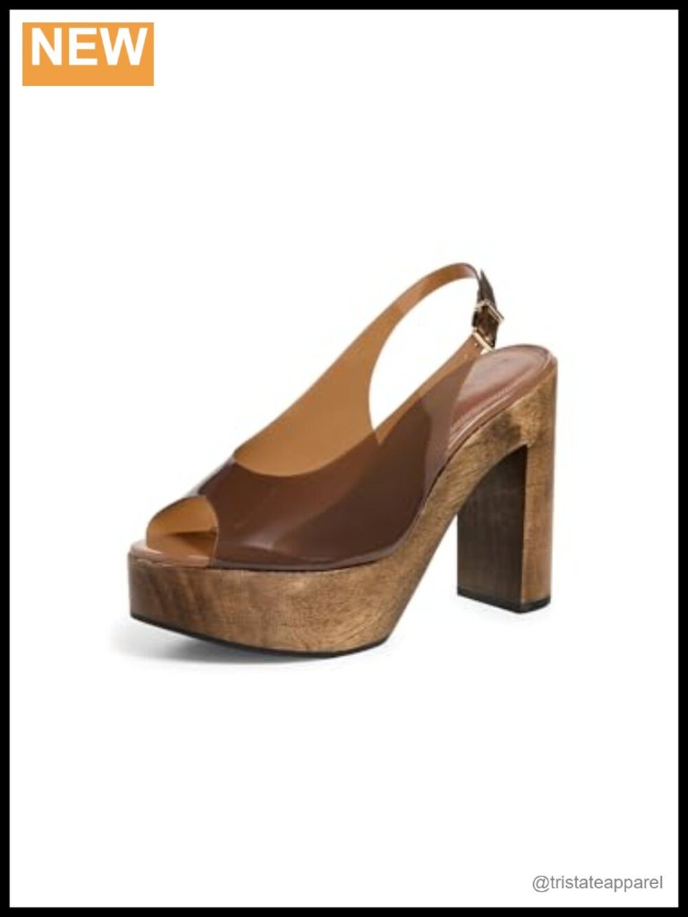 Womens Platform Heeled Sandals Slingback Block Heel 5in Open Toe Buckle